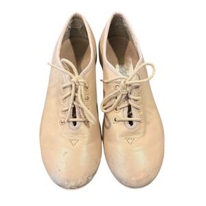 Capezio Xtreme Tele‎ Tone Tap Shoes Kids 3.5 Caramel Leather Upper Lace Up CG55C